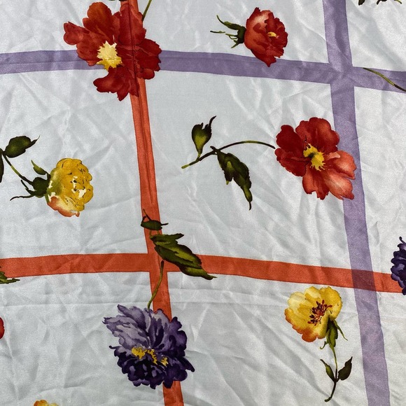 Lauren Ralph Lauren Silk Tie Neck Scarf 31” x 31” Floral Red Purple Yellow - Picture 4 of 6